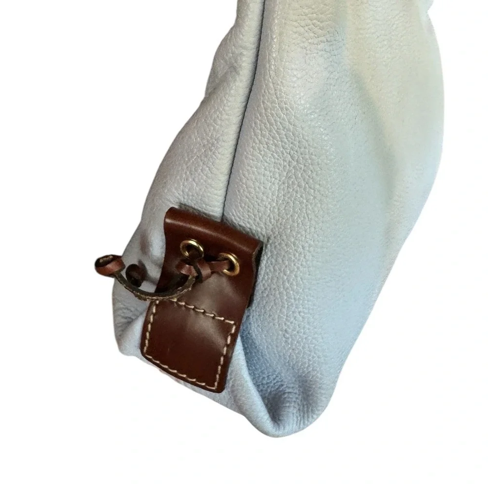 Dooney & Bourke Light Blue Pebble Leather Tassel Satchel Crossbody Bag